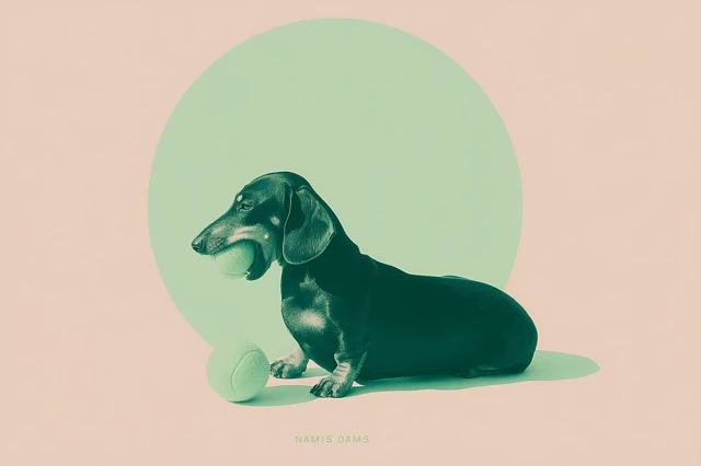 Dachshund Playing Minimalist Illustration