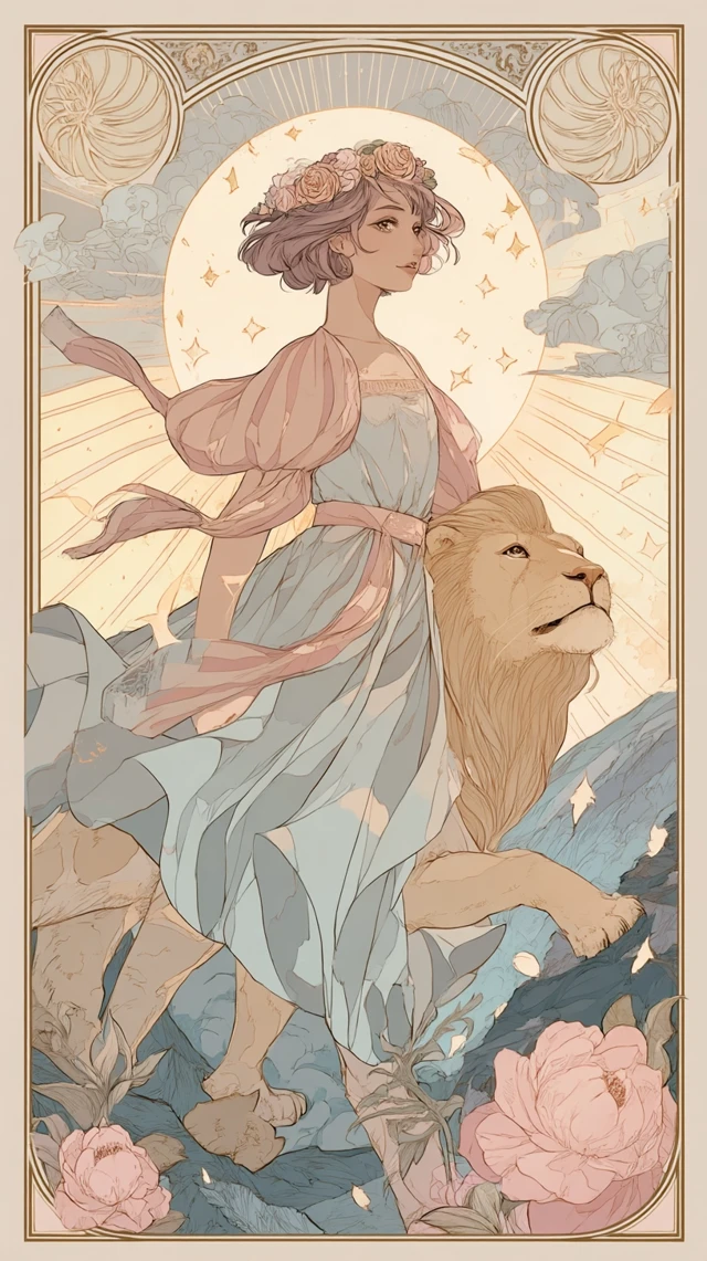 Anime Strength Tarot Card Illustration