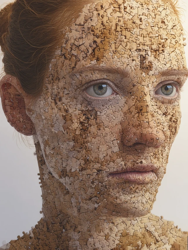 Hyperrealistic Puzzle Portrait Human Skin