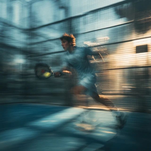 Padel Player in Motion Blur Cinematic Closeup
