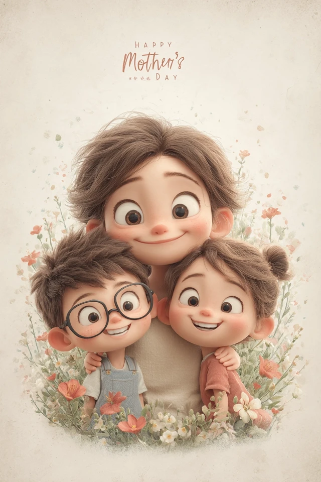 Happy Mothers Day 3D Cartoon Poster