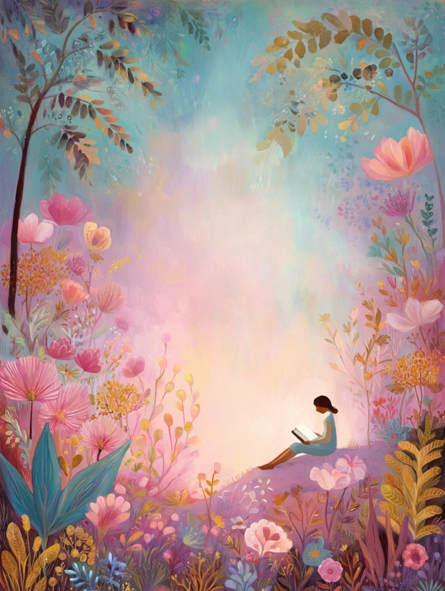 Whimsical Floral Illustration with Bible Verse Space