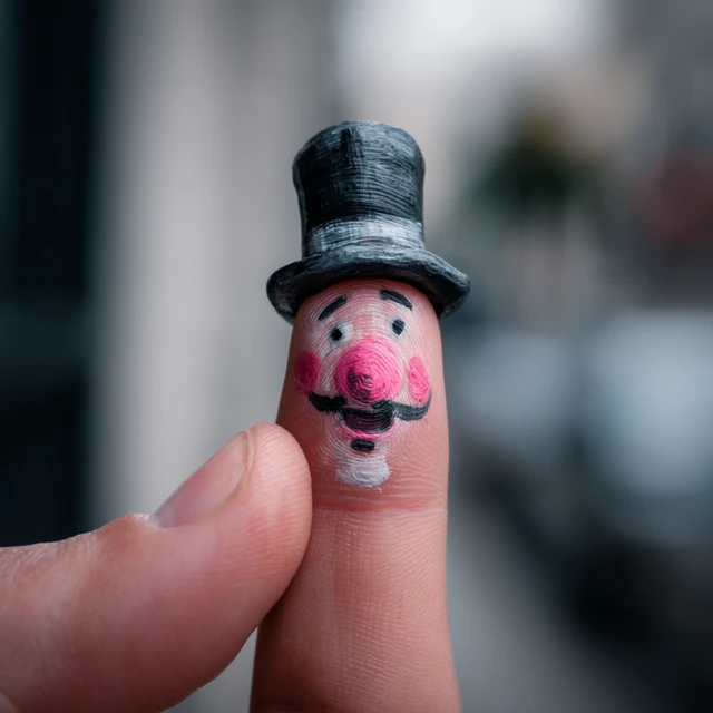 Finger with Bowler Hat and Silly Face