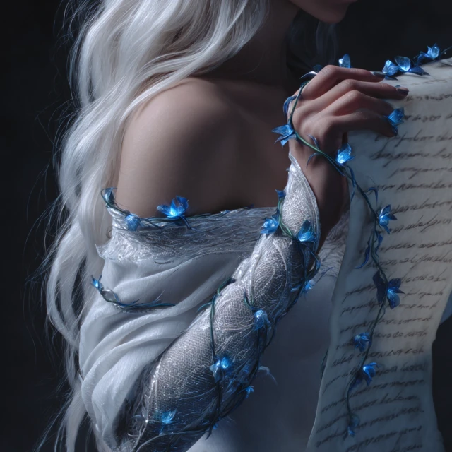 Dark Fantasy Woman with Glowing Runes