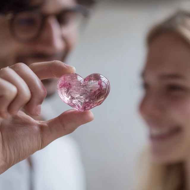 Pink Heart 3D Crystal Sculpture Art Object