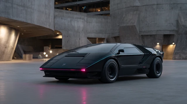 1980s Cyberpunk Supercar Neon Lights