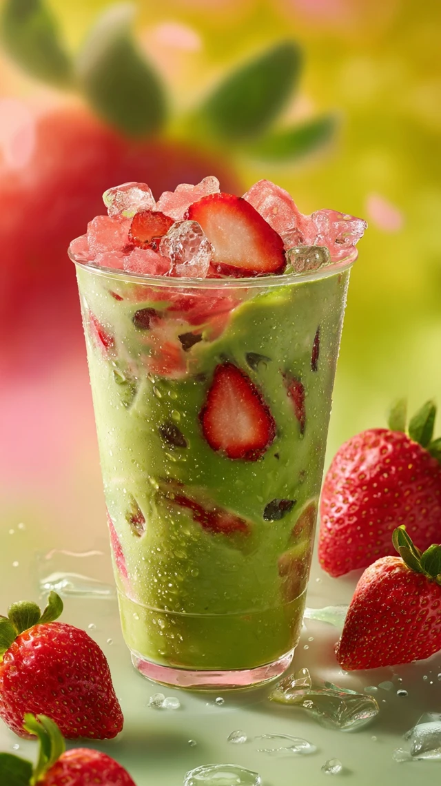 Strawberry Matcha Latte Refreshing Drink