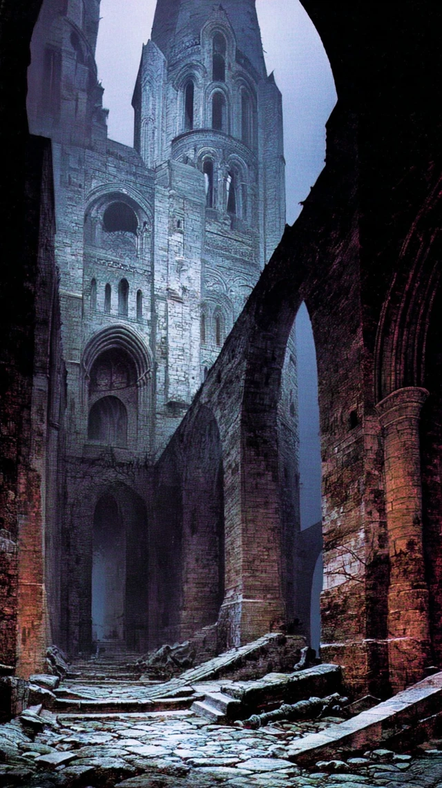 Dark Medieval Fantasy Art Detailed Ruins Dramatic Lighting