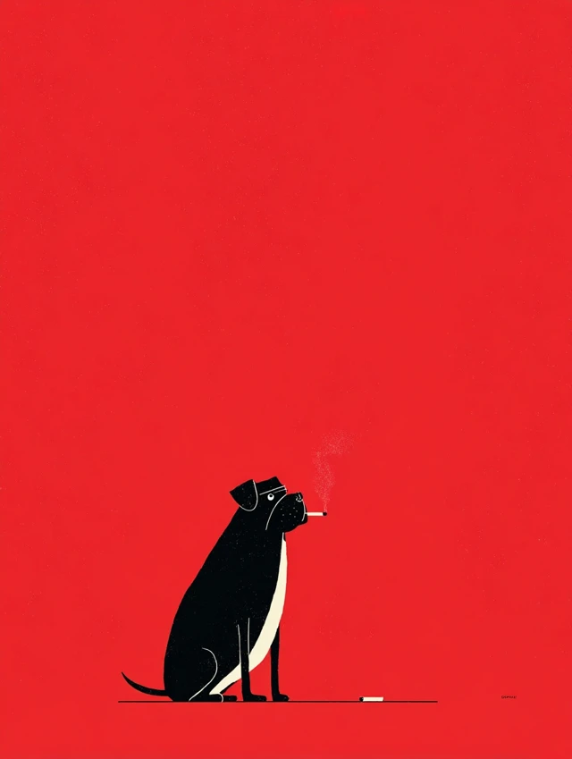 Funny Dog Illustration Minimalist Art