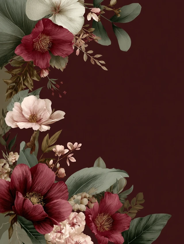 Elegant Wedding Invitation Flowers and Leaves