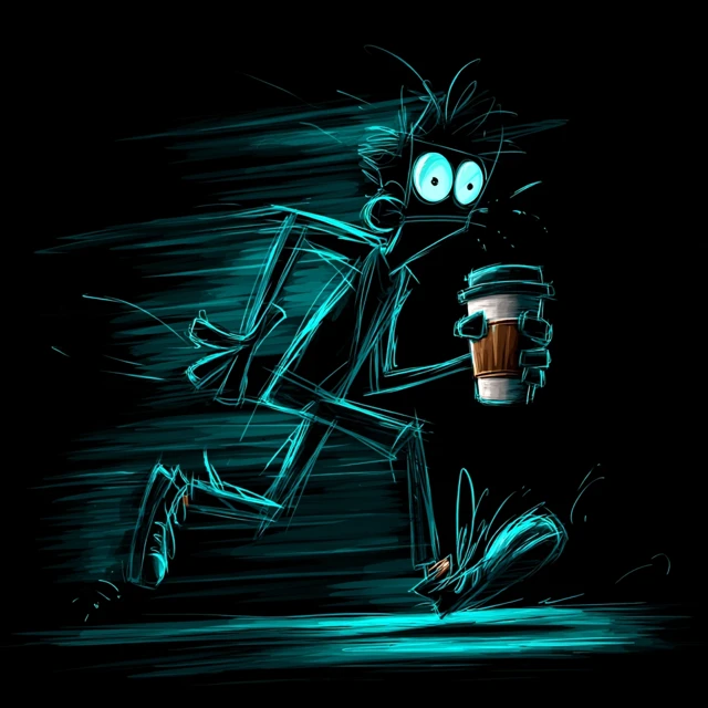 Cyber Character with Coffee 3D Animation