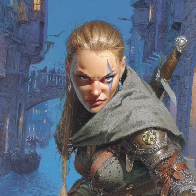 Female Rogue in Medieval City DND Illustration