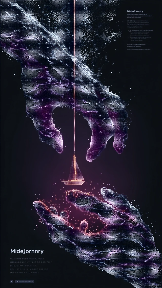 Pixel Art Hands Creation Cyberpunk Midjourney Logo