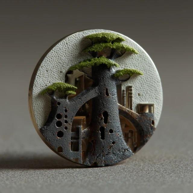 Enamel Pin Ancient Kiln Tree Chinese Design