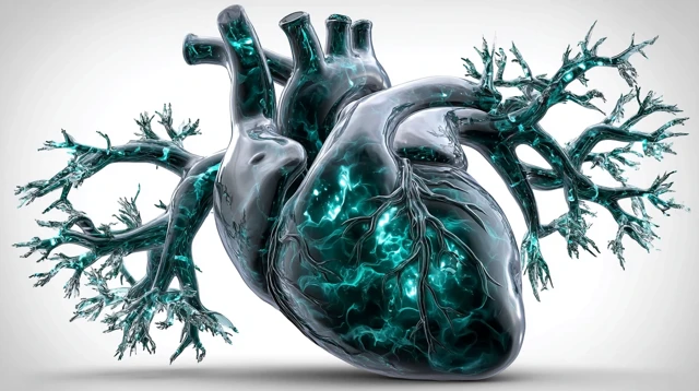 Surreal Heart Illustration with Botanical Elements