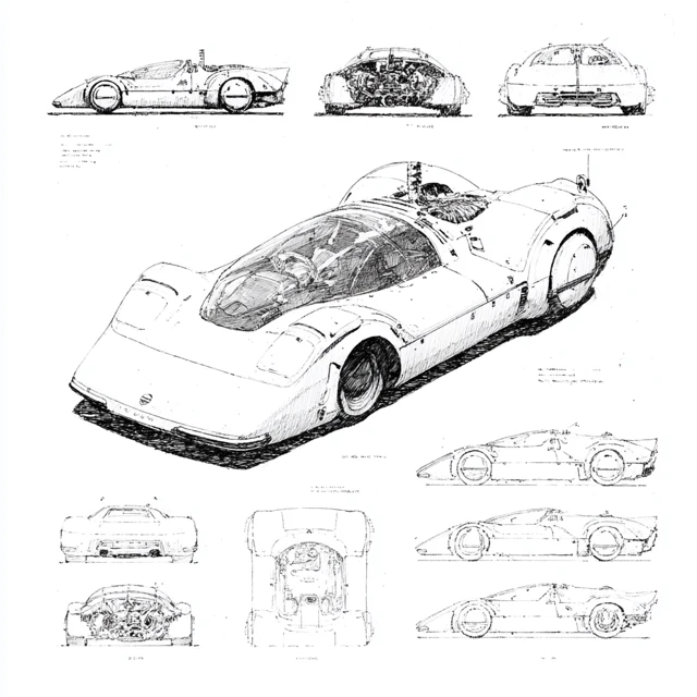Aerodynamic Supercar Concept Sheet Syd Mead Design