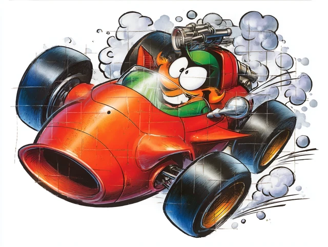 Cartoon Race Car Playful Kids Wall Art