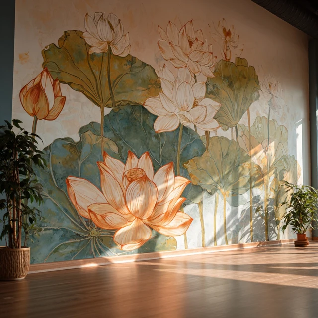 Lotus Flower Mural for Yoga Studio