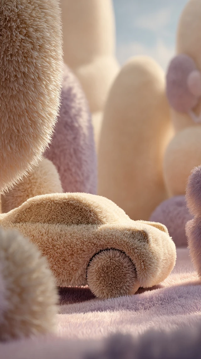 Fluffy Kia Car 3D Render in a Dreamy Landscape