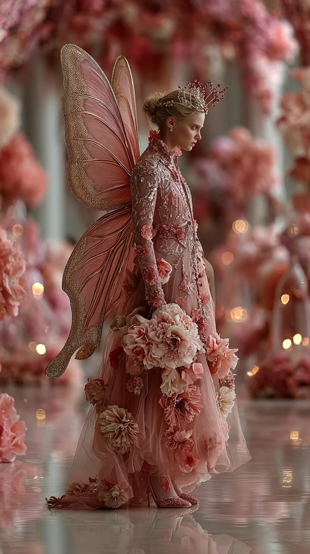 Princess and Butterfly Guardian in a Floral Garden