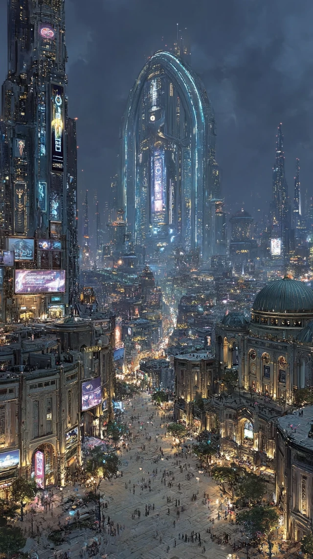 Cyberpunk Roman City Futuristic Scenery