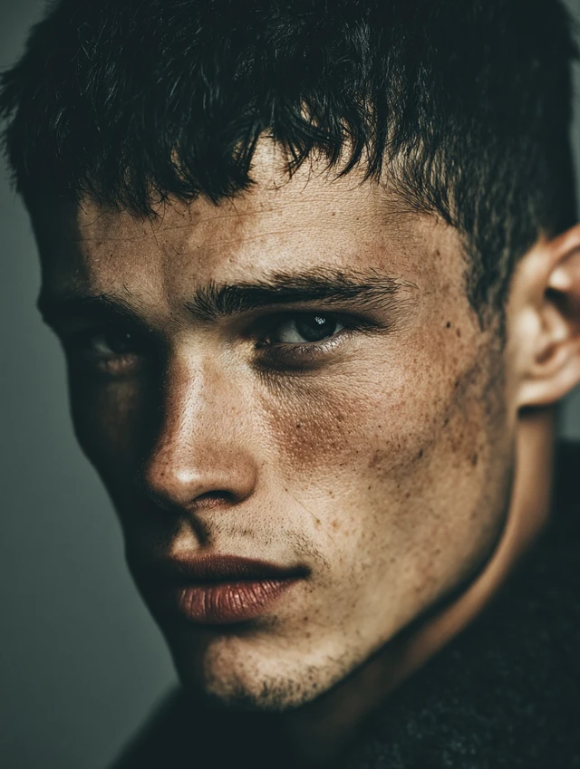 European Male Model Portrait Close Up Fashion Magazine