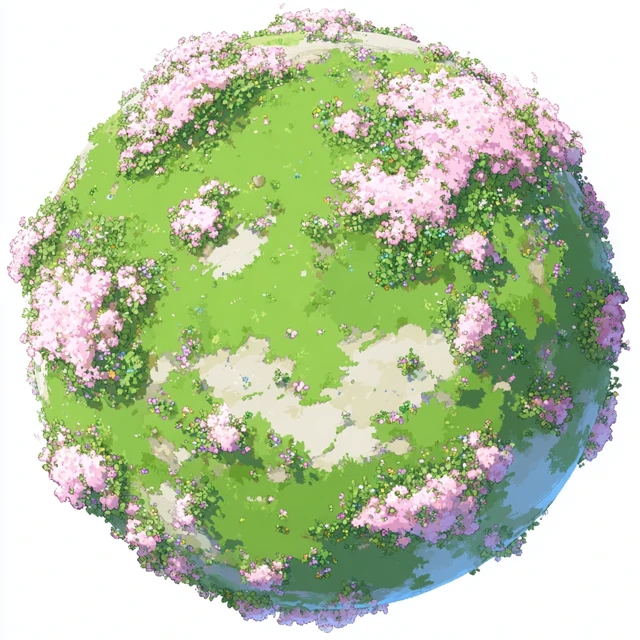 Studio Ghibli Style Floral Planet Illustration