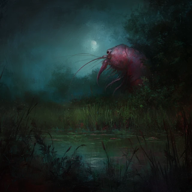 Fantasy Monster Shrimp Swamp Dark Painting
