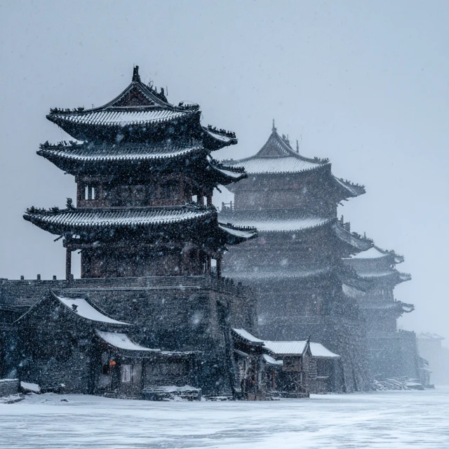 Ancient Chinese City Snow Storm