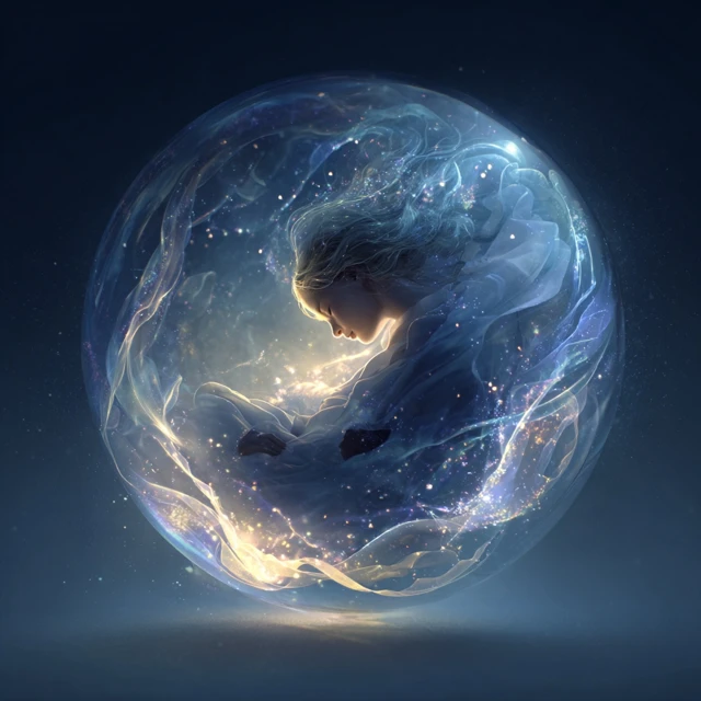 Stardust Girl in a Dreamy Sphere Digital Painting