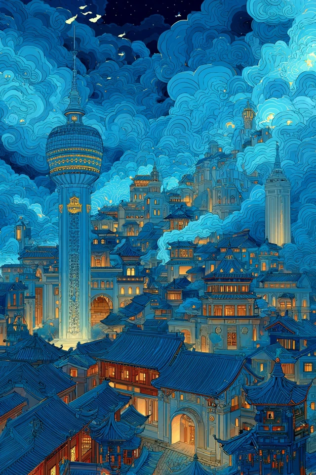 Chengdu Cityscape Art Modern Landmarks