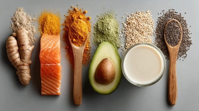 Joint Healing Superfoods Turmeric Salmon Avocado Soy Chia