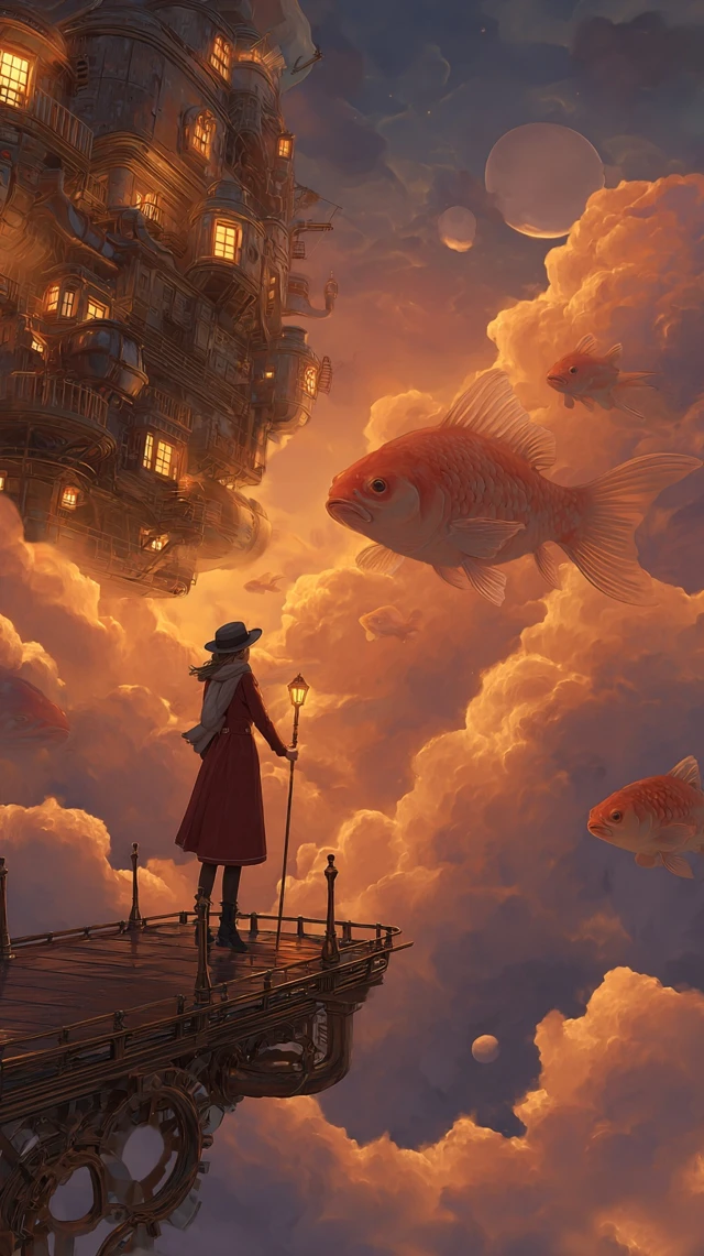 Dreamlike Steampunk Sky Station Art