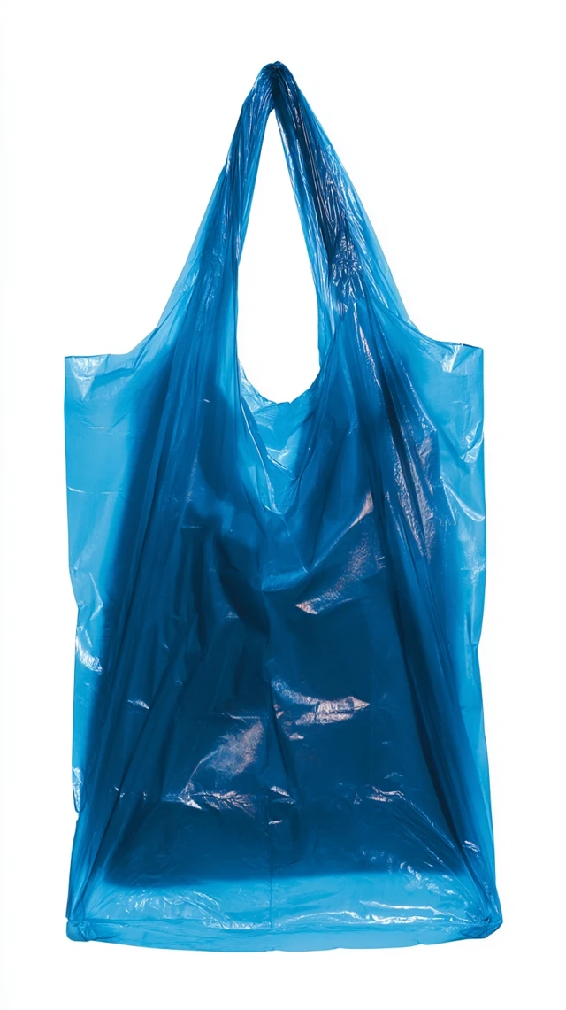 Blue Plastic Shopping Bag Isolated on White