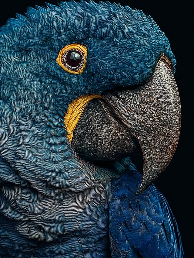Hyacinth Macaw Portrait Stunning Detail and Vibrant Feathers