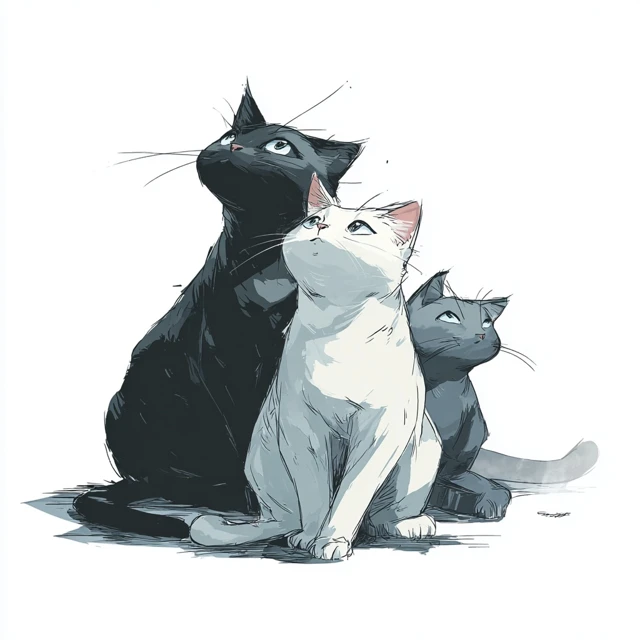 Cute Cat Illustration in SNOOPY Style
