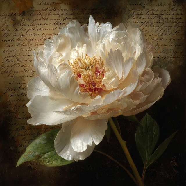 Romantic Peony Still Life Vintage Art
