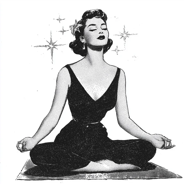 Retro Comic Woman Meditating - Vintage Illustration