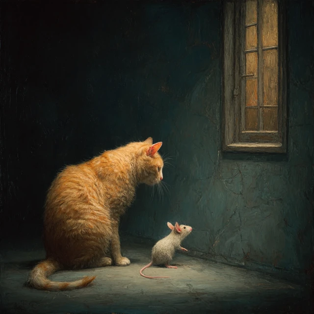 Cat and Mouse Playful Illustration