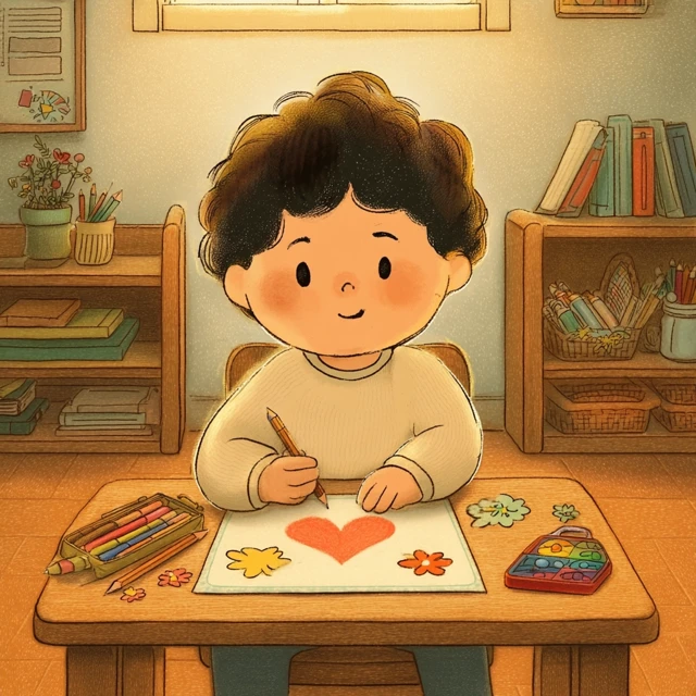 Cozy Childrens Book Illustration Korean Boy Drawing