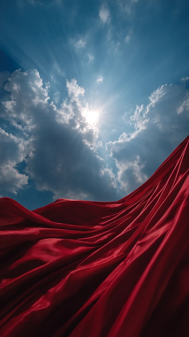 USSR Flag and Blue Sky with Dramatic Lighting