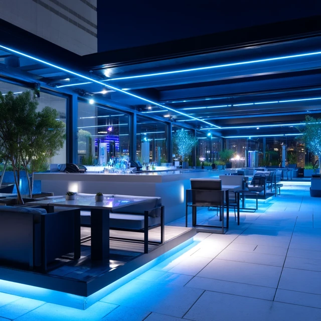 Modern Cocktail Bar Terrace Night Photography