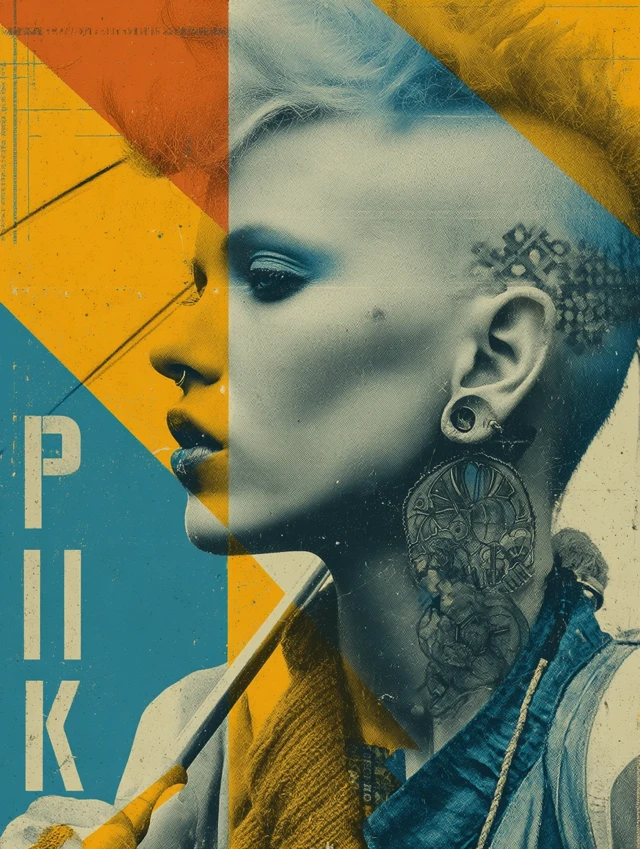 Punk Girl with Mohawk and Skull Tattoo Art