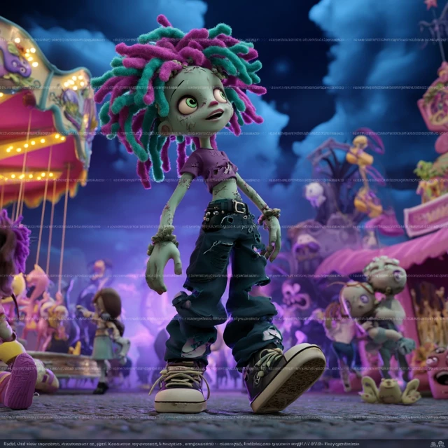 Zombie Child Amusement Park 3D Art