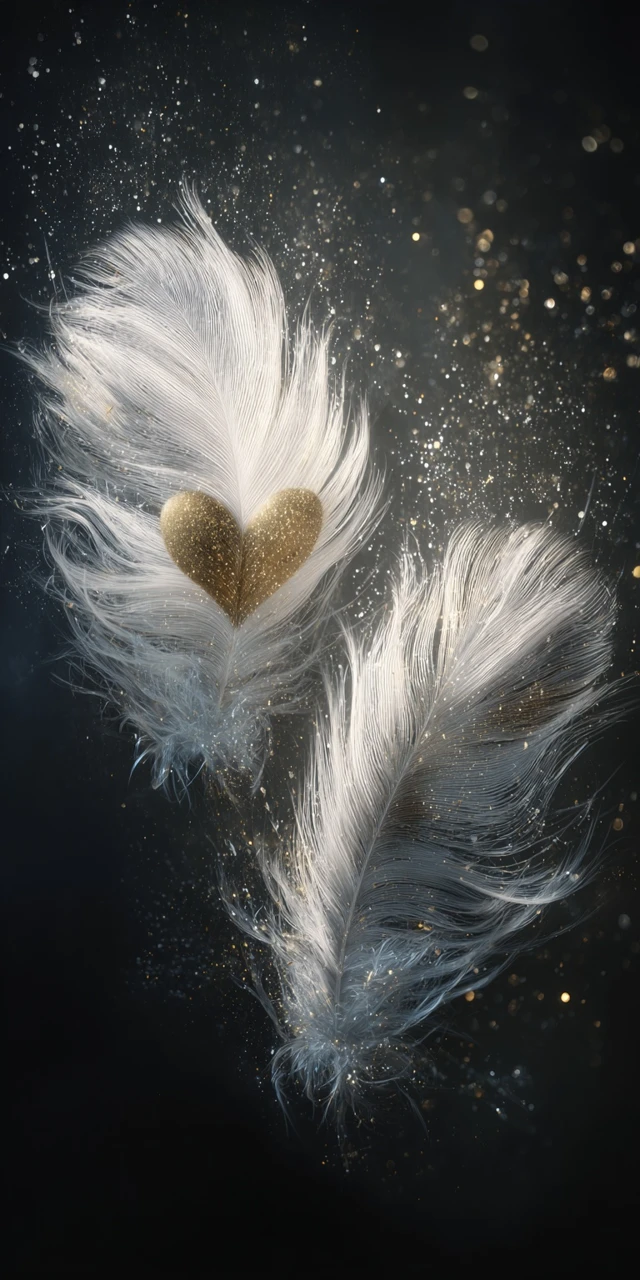 Feather Hearts Art Delicate Romantic