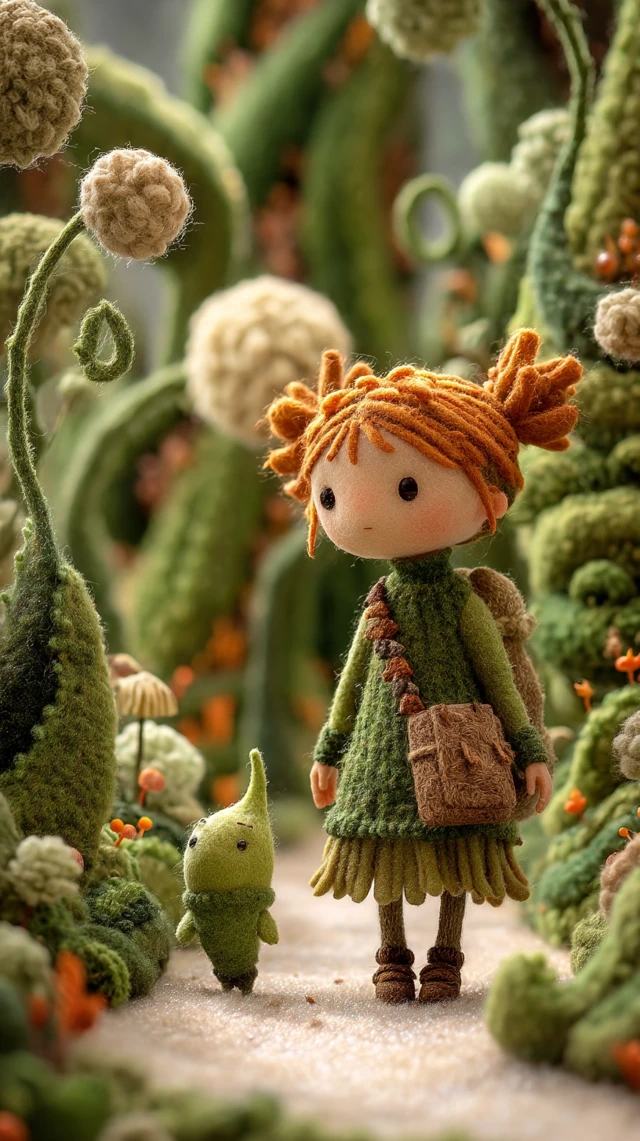 Magical Enchanted Forest Carrot Girl and Pea Friend