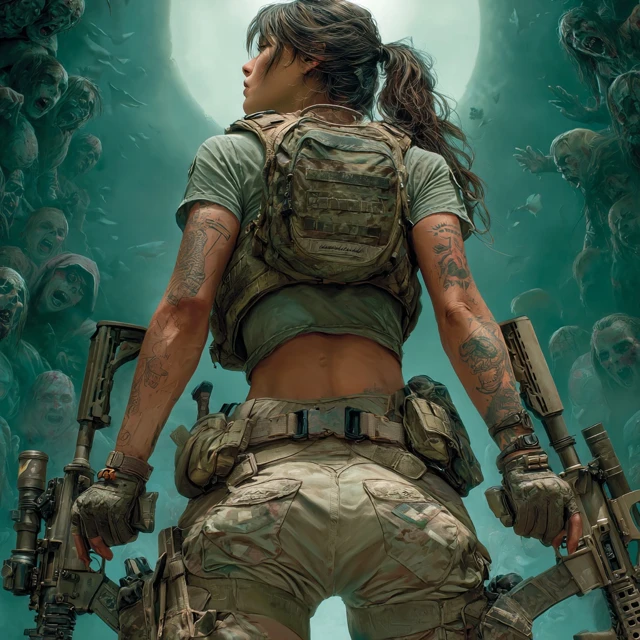 Zombie Apocalypse Survivor Dramatic Comic Art