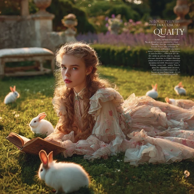 Elegant Girl in Garden Quiet Luxury Aesthetic