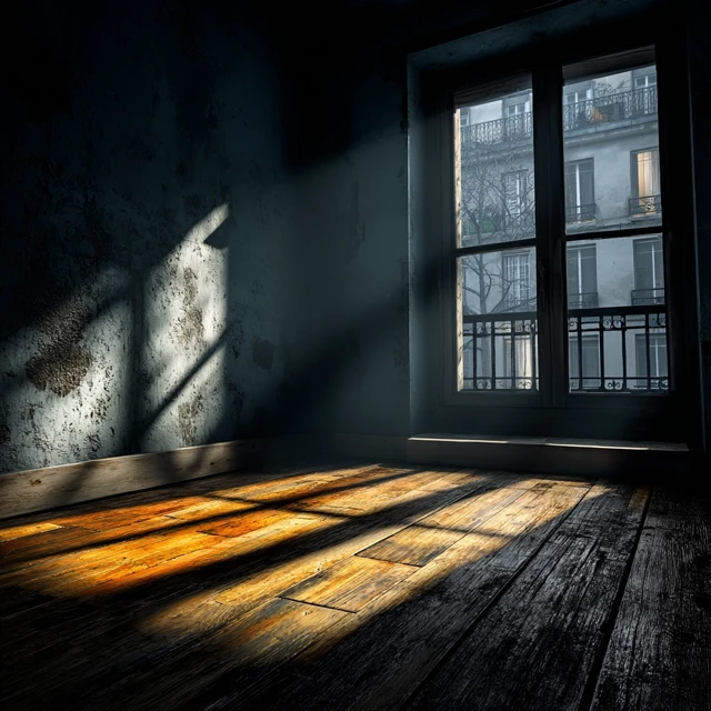 Empty French Apartment Late Afternoon Light