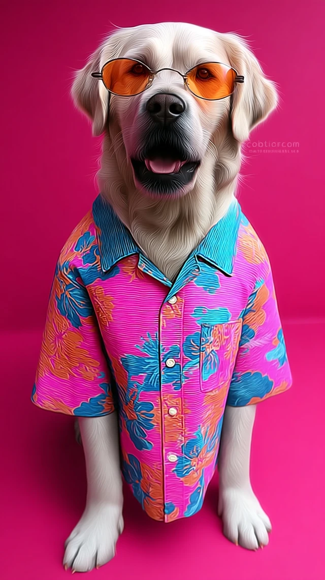Cool Labrador Dog in Hawaiian Shirt